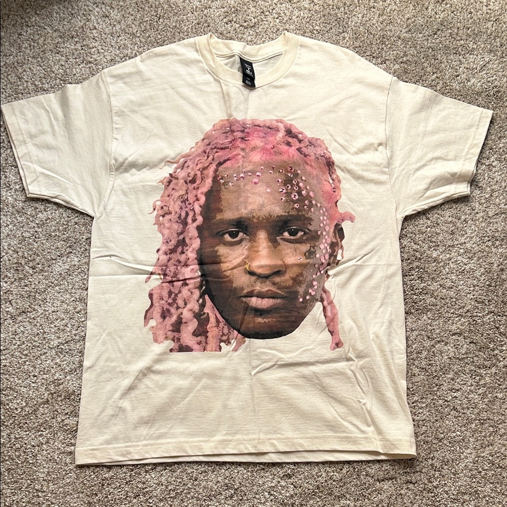 Hanes Cream Tee with Pink Floral Design
